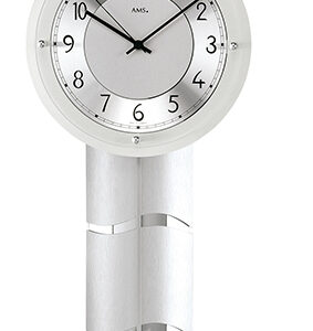 AMS Funk-Pendelwanduhr Chrom/ Alu