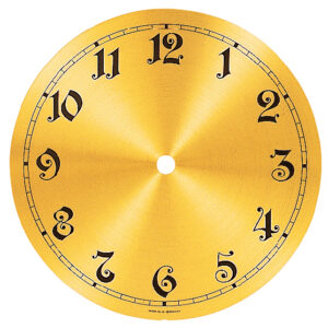 Zifferblatt Aluminium gold matt mit arabische Zahlen für Heim- und Hausuhren Ø:175mm