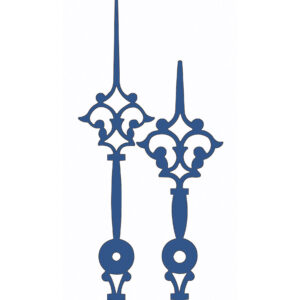 Zeigerpaar (Antik, blau, matt); Minutenzeiger-L: 70 mm, Std.-Z.-Ø: 4,5 mm, Min.-Z.-Ø: 2x2