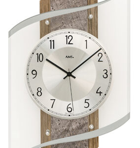 AMS Funk-Wanduhr Heidelberg Nussbaum/ Naturstein