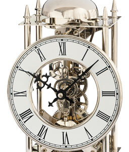 AMS Stiluhr Messing vernickelt 14-Tage-Schlagwerk auf Glocke zur vollen Stunde