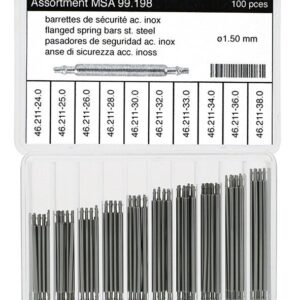 Sortiment Federstege 215E Edelstahl weiß, Ø 1,5 Länge 24-38mm, Zapfen mit Ansatz