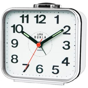UMR Quarzwecker weiß, mit mechanischer Glocke