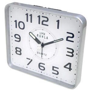 UMR Quarzwecker silber, mit schleichender Sekunde und Blinklichtalarm