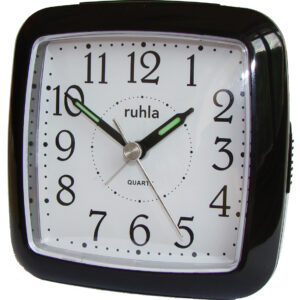 UMR Quarzwecker schwarz, mit schleichender Sekunde und Leuchtzeigern