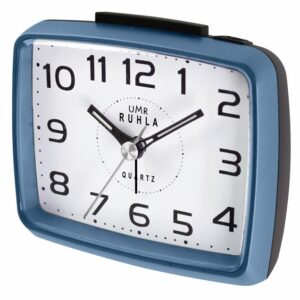 UMR Quarzwecker blau, mit schleichender Sekunde, Oben-Absteller und super LED-Beleuchtung