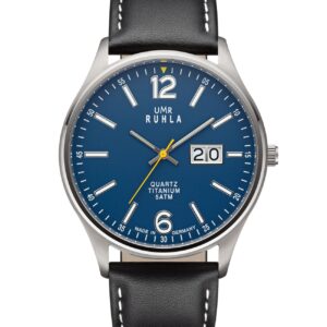 Uhren Manufaktur Ruhla - Armbanduhr Big Date blau - made in Germany