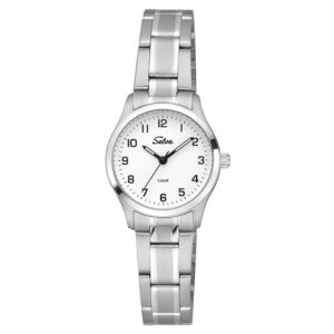 SELVA Quarz-Armbanduhr mit Edelstahlband Zifferblatt weiß Ø 27mm