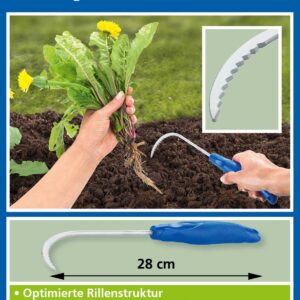 Wurzelgreifer mit Rillenstruktur erleichtert die Gartenarbeit