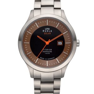 Uhren Manufaktur Ruhla - Armbanduhr Solar Ø 41mm Titan, braun-schwarzes Zifferblatt