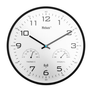 Funk-Wanduhr mit Thermometer/ Hygrometer, schwarz