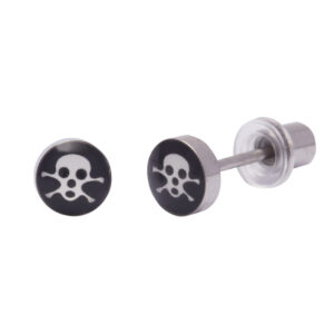 Ohrlino Erstohrstecker Totenkopf-Motiv auf Edelstahlstift, 5mm