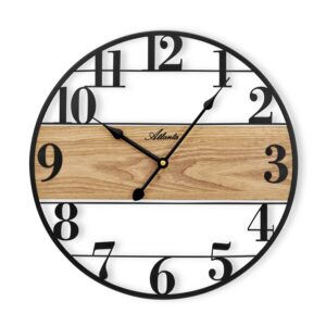 Atlanta 4566 Quarzwanduhr schwarz / eiche