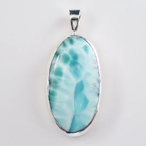 935 Silber Anhänger mit 16,24 ct. Larimar – Handgefertigter Silberanhänger mit karibischem Larimar