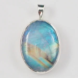 935 Silber Anhänger mit 17,78 ct. Mondstein – Handgefertigter Silberanhänger mit blauem Mondstein aus Sri Lanka