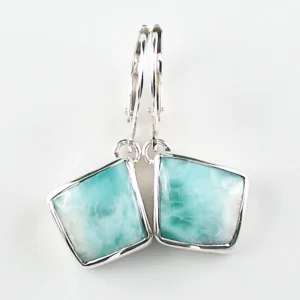 935 Sterling Silber Ohrhänger mit 4,50 ct. + 4,37 ct. Larimar