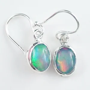 925 Sterling Silber Ohrhänger mit 1,01 ct + 1,21 ct Welo Opalen
