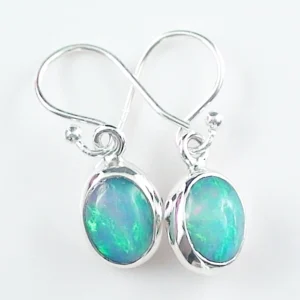 925 Sterling Silber Ohrhänger mit 1,18 ct + 1,28 ct Welo Opalen