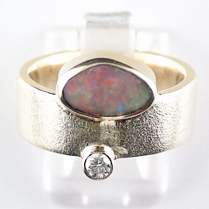 B00319 1 14k gelbgoldring mit black opal und diamant goldschmuck sicher online bestellen