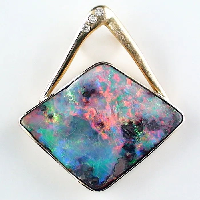 B00322 1 18k gelbgoldring anhaenger mit boulder opal und diamanten goldschmuck sicher online bestellen