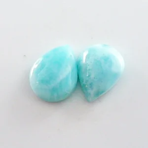 3,37 + 3,52 ct. Larimar Edelstein Pärchen für Ohrstecker / Ohrhänger