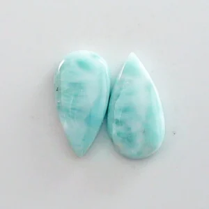 3,26 + 3,31 ct. Larimar Edelstein Pärchen für Ohrstecker / Ohrhänger