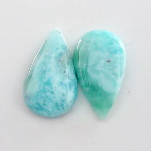 4,53 + 5,02 ct. Larimar Edelstein Pärchen für Ohrstecker / Ohrhänger
