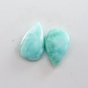 2,16 + 2,32 ct. Larimar Edelstein Pärchen für Ohrstecker / Ohrhänger