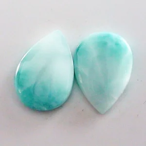 4,47 + 4,96 ct. Larimar Edelstein Pärchen für Ohrstecker / Ohrhänger