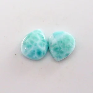 2,27 + 2,23 ct. Larimar Edelstein Pärchen für Ohrstecker / Ohrhänger