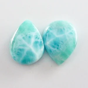 5,23 + 5,56 ct. Larimar Edelstein Pärchen für Ohrstecker / Ohrhänger