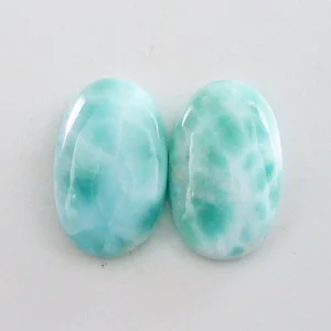 5,62 + 5,26 ct. Larimar Edelstein Pärchen für Ohrstecker / Ohrhänger