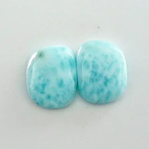 3,60 + 3,48 ct. Larimar Edelstein Pärchen für Ohrstecker / Ohrhänger