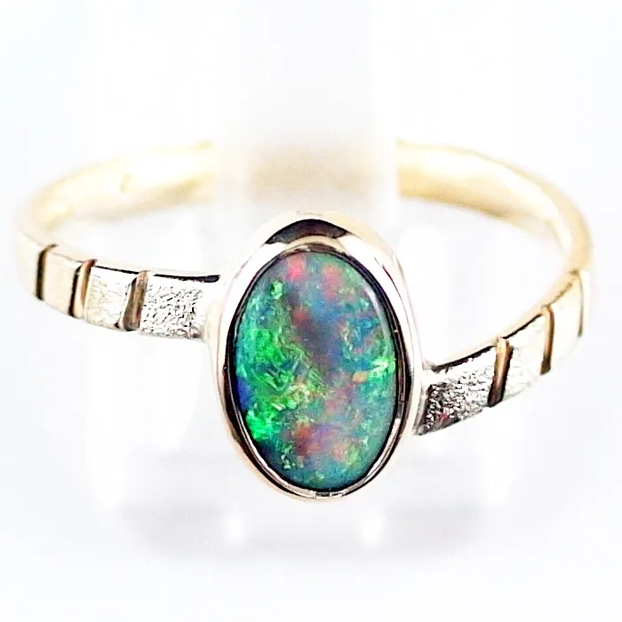 R00434 1 18k gelbgold ring mit top gem semi black opal goldschmuck sicher online bestellen