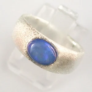 935er Opal Ring mit 0,91 ct. Blau Türkis Grüner Crystal Opal