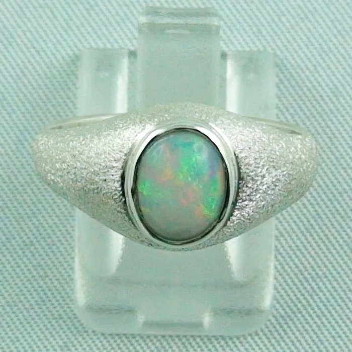Opalring mattiert, 925er Silber mit 0,91 ct Welo Opal, Damenring
