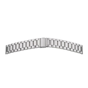 Metallband Edelstahl 18-18mm weiß, massiv, satiniert, Spring Type-Faltschließe mit 2 Drückern
