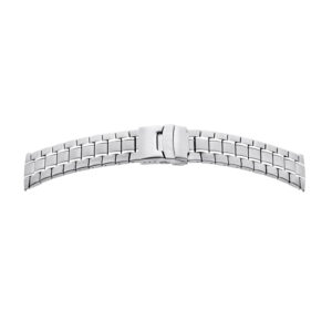 Metallband Edelstahl 22-22mm massiver Loook, 3-Falt-Schließe mit Sicherheitsbügel und 2 Drücker n