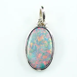 14k Weißgold Anhänger mit 2,41 ct. Semi Black Opal aus Australien