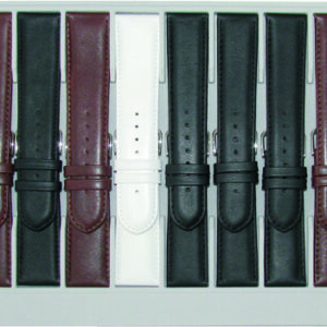 Lederbänder 10er-Karte Kalb extra breit 22-26mm schwarz, dunkelbraun, weiß