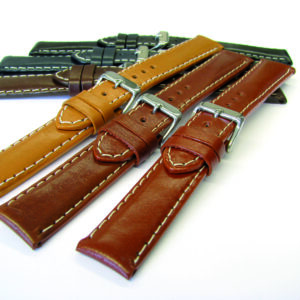 Lederbänder 10er-Karte Savanna Kontrastnaht 18-22mm schwarz, dunkelblau, dunkelbraun, mittelbraun, hellbraun