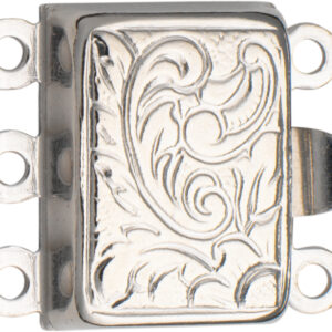 Schmuckschließe 3-reihig Silber 925/-, rechteckig, L 12,5 x B 10,0mm