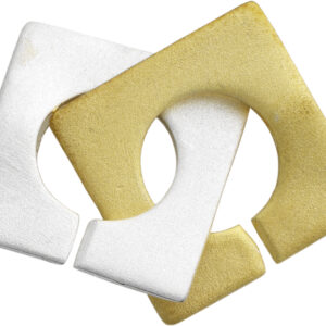 Ringschließe einreihig Silber 925/- bicolor poliert/mattiert, rechteckig L 12,00 x B 12,00mm