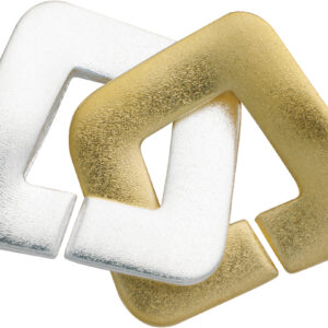 Ringschließe mehrreihig Silber 925/- bicolor poliert/mattiert, rechteckig L 19,00 x B 19,00mm