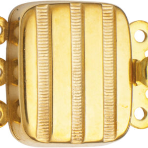 Schmuckschließe 3-reihig Silber 925/- gelb, rechteckig, L 10,20 x B 12,50mm
