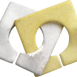 Ringschließe einreihig Gold 585/-Gg/-Wg bicolor poliert/mattiert, rechteckig L 12,00 x B 12,00mm