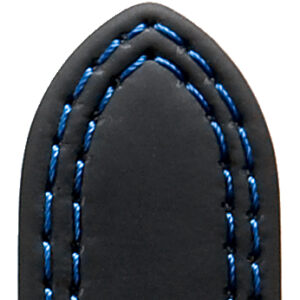 Lederband Colorado 18mm schwarz mit mittelblauer Naht mit Doppelnaht