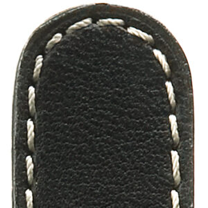 Lederband Jumbo 26mm schwarz mit genähter Schlaufe, Schnittkante und Kontrastnaht