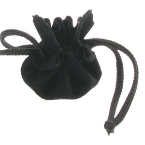 Zugbeutel aus Velour-Wildleder-Imitat schwarz.