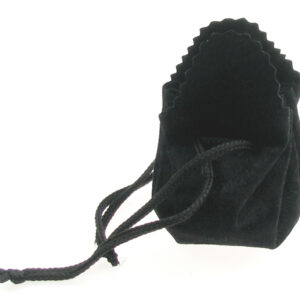 Zugbeutel aus Velour-Wildleder-Imitat schwarz.